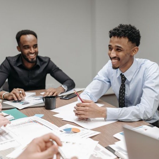 A diverse group of professionals collaborating
